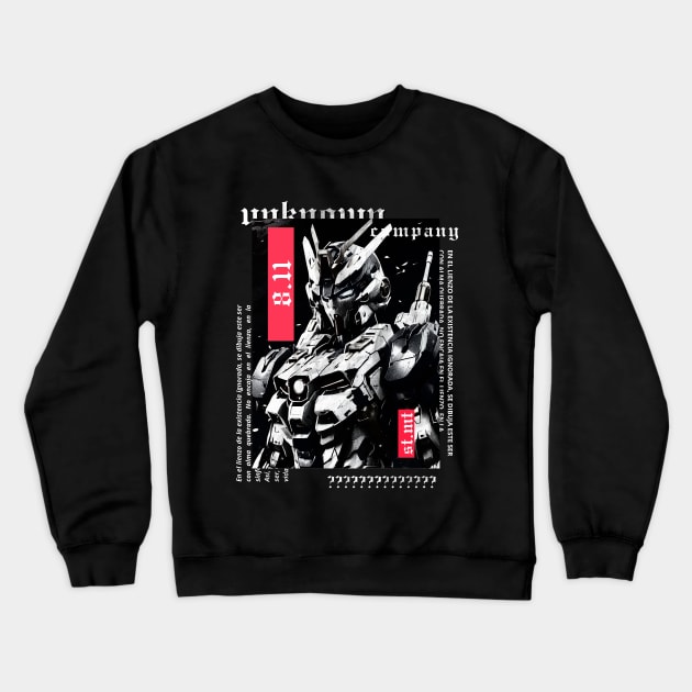 Gumdam  in anime style | alternative gothic | grunge | dark | black and white clothes Crewneck Sweatshirt by UNKNOWN COMPANY